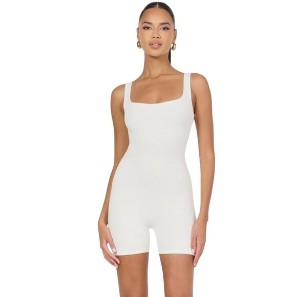 NEW Naked Wardrobe Sleeveless Ribbed Romper‎ in Cream/Off-White, Size S - Picture 1 of 10